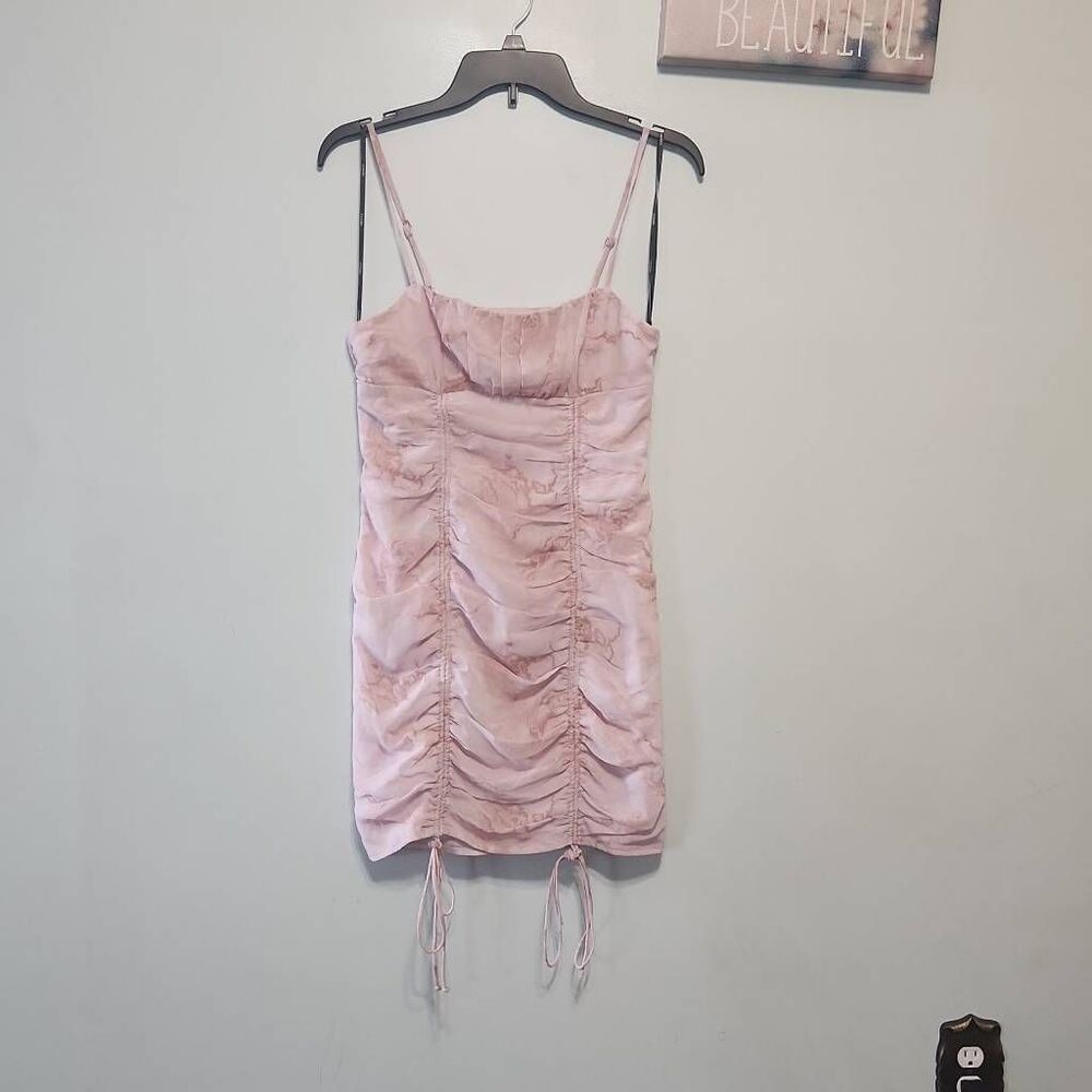 NWT Forever 21 Pink Marble Print Cinched Mini Dress S